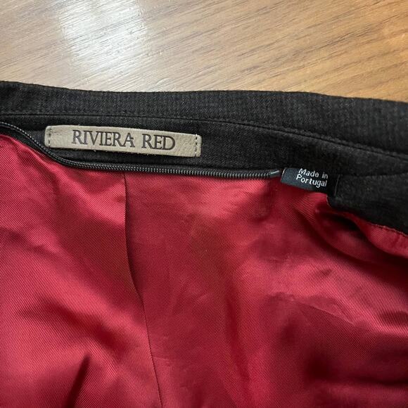 Riviera Red Blazer Size 42R Elbow Patches Wool Houndstooth Boston - Picture 4 of 11